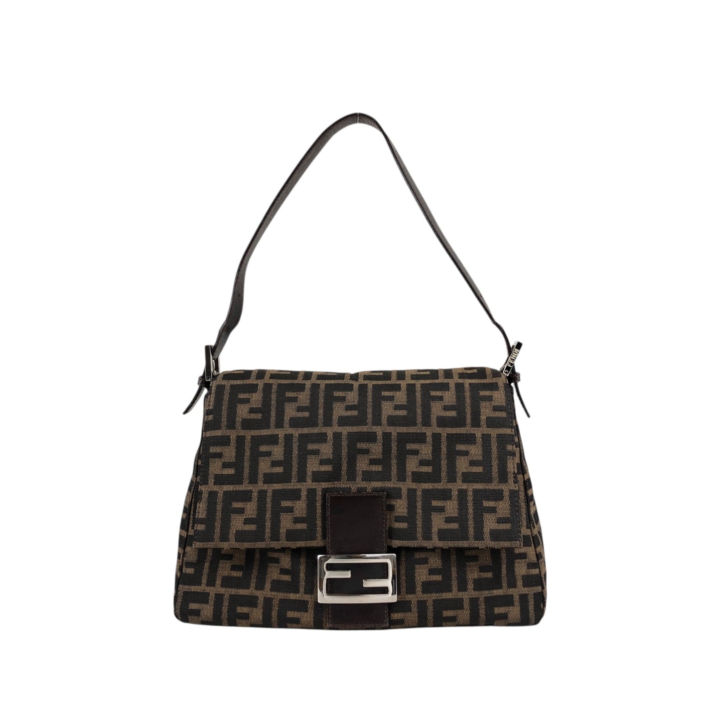 FENDI Zucca Logo Shoulder bag Brown Vintage df4sym