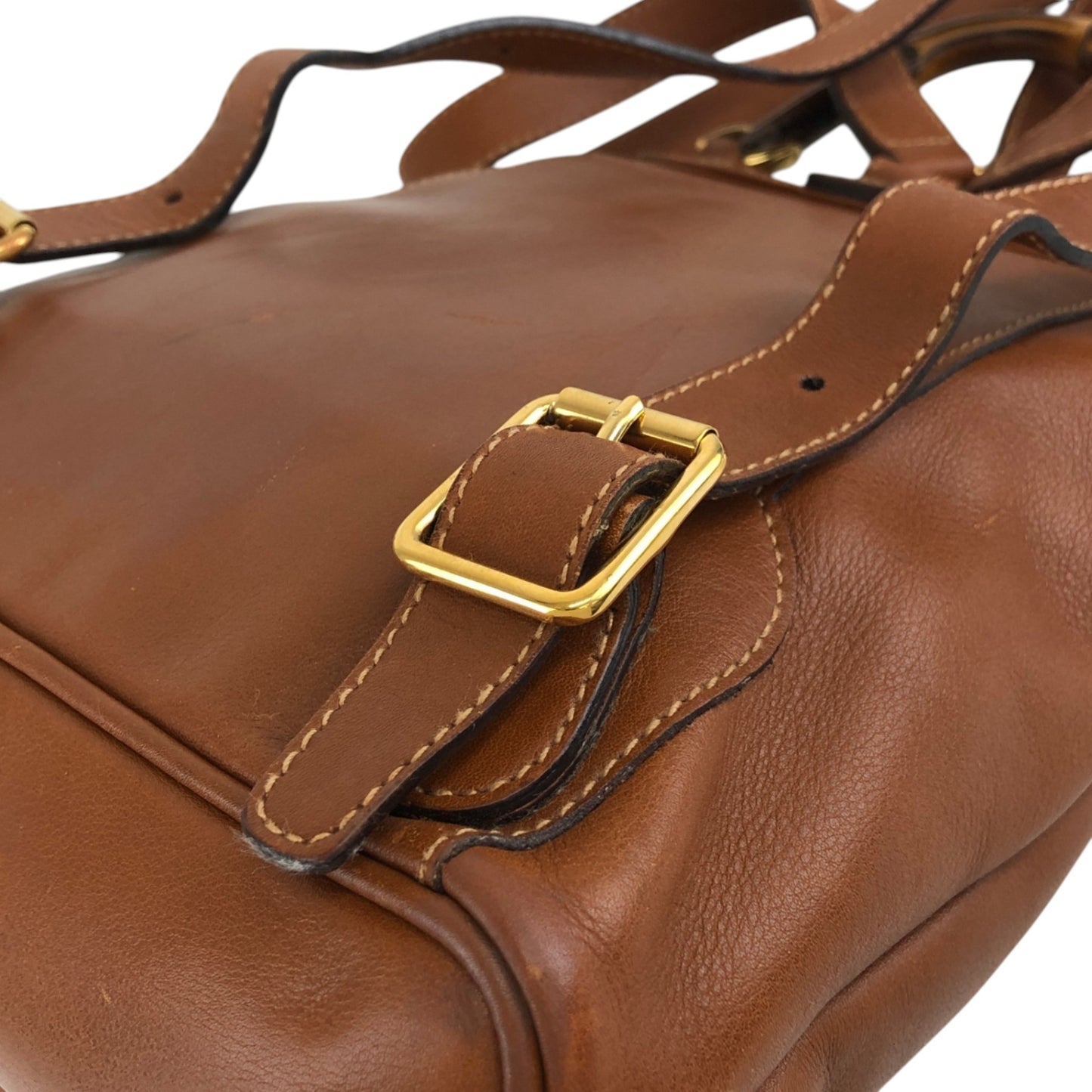 GUCCI Bamboo Front Pocket Backpack Brown Vintage jfzn8g