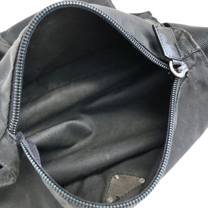 PRADA Triangle Logo Front Buckle Shoulder bag Black Vintage uiz535