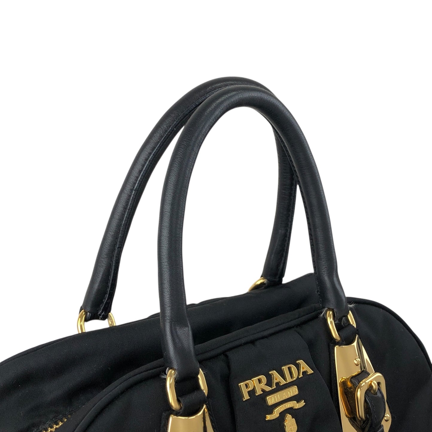 PRADA Logo Two-way Small Boston bag Shoulder bag Black Vintage is5a6n