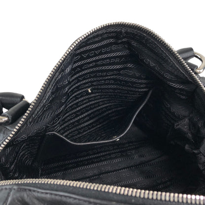 PRADA Logo Handbag Black Vintage w6ty5k