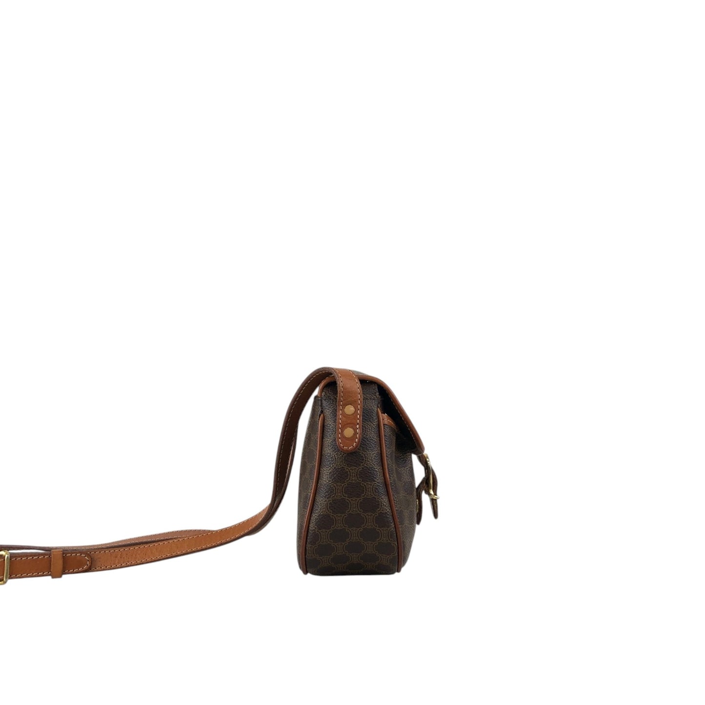 CELINE Macadam Blason Shoulder bag Brown Vintage 4bfs88