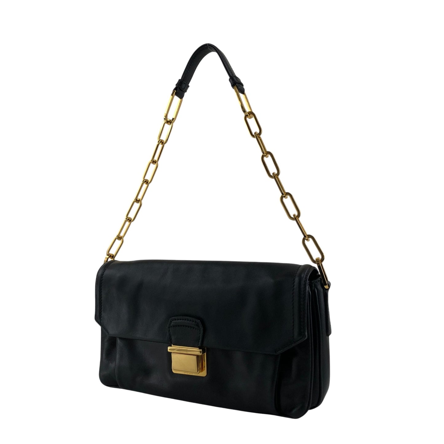 miumiu Turn Lock Chain Shoulder bag Black Vintage prsynv