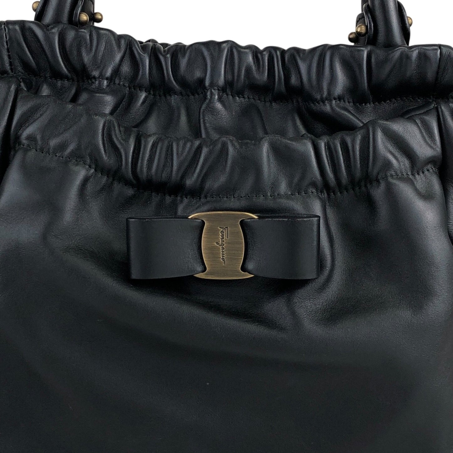 Salvatore Ferragamo Vala Ribbon Two-way Handbag Shoulder bag Black Vintage hdyv3c