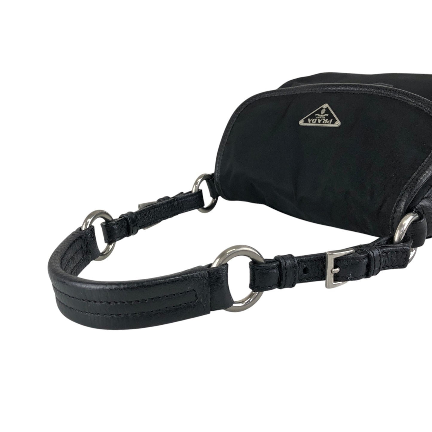 PRADA Triangle Logo Shoulder bag Hobobag Black Vintage ytkjet