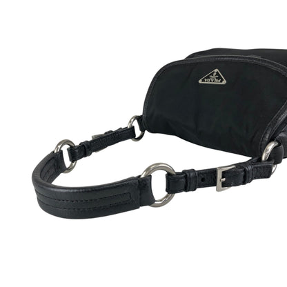PRADA Triangle Logo Shoulder bag Hobobag Black Vintage ytkjet