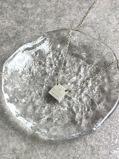GUCCI Logo Necklace Silver SILVER925 Vintage 78tegk