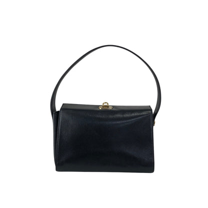 FENDI Logo Embossed Handbag Black Vintage yyxgsd