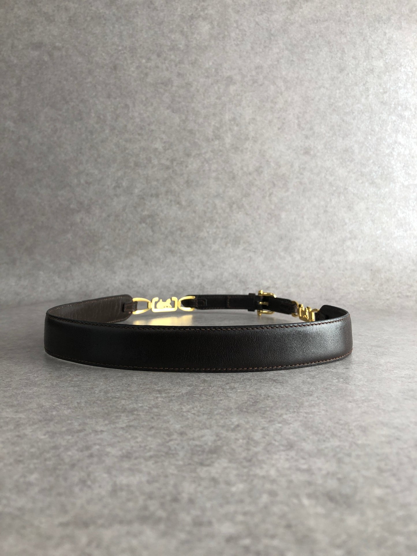 CELINE Horse Carriage Belt Black Vintage ykpypt