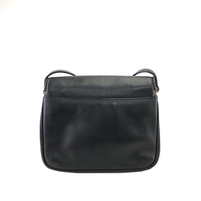 CELINE Triomphe Leather Crossbody Shoulder bag Black Vintage hn5feu