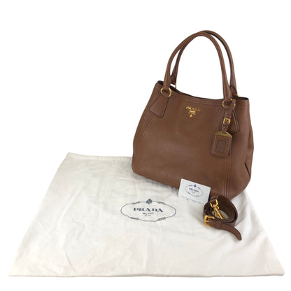 PRADA Logo Two-way Handbag Shoulder bag Brown Vintage avpisn