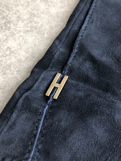 HERMES Logo Gloves Navy Vintage 4paauh