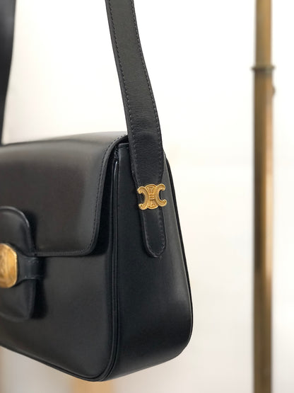 CELINE Triomphe Shoulder bag Black Vintage n24pjw