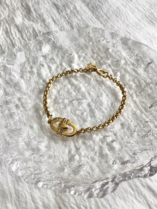 CELINE Horse Bit Bracelet Gold Vintage mu2jn4