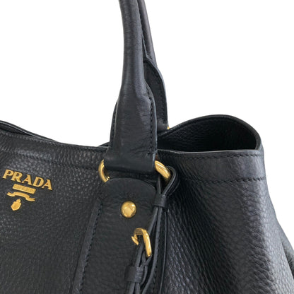 PRADA Logo Two-way Handbag Shoulder bag Black Vintage 5umuja