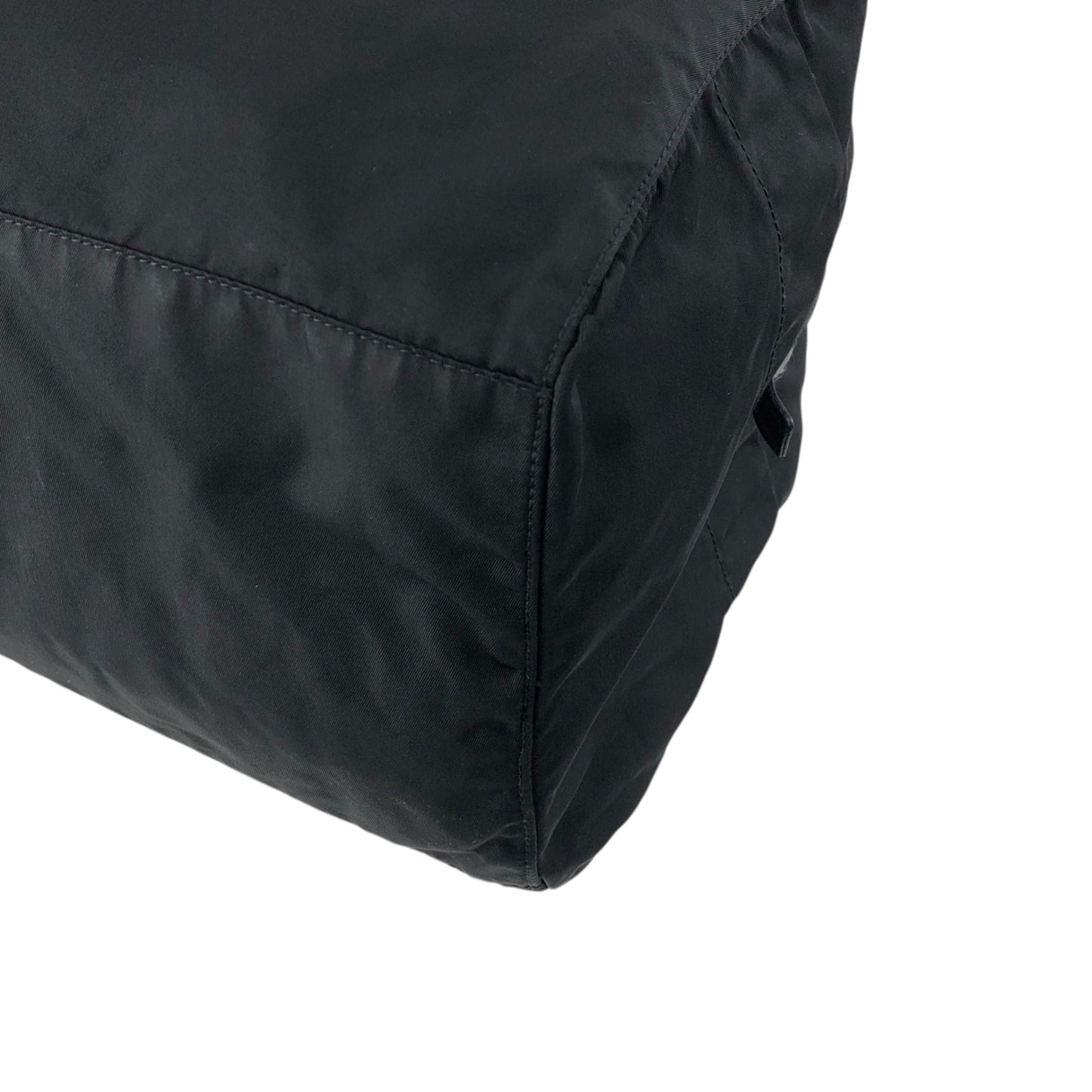 PRADA Tessuto Triangle Logo Handbag Boston bag Black Vintage ycwtum