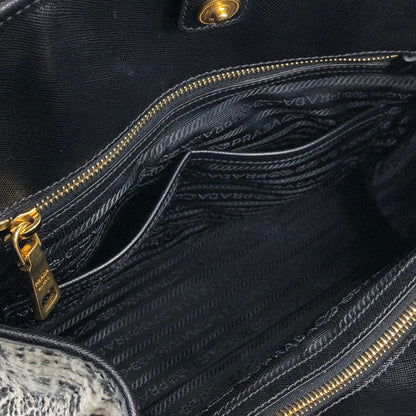 PRADA Triangle Logo Handbag White×Black Vintage xpzwfz