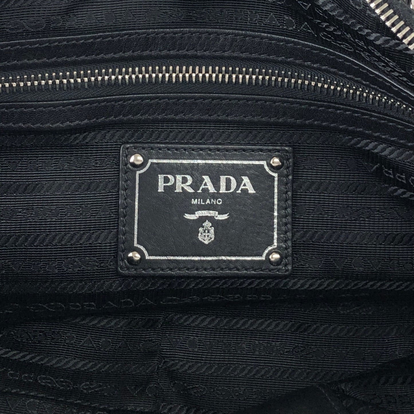 PRADA Logo Handbag Black Vintage w6ty5k