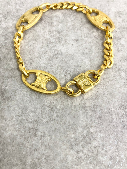 CELINE Blason Bracelet Gold Vintage 4w8ads