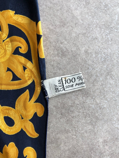 CELINE Silk Scarf Green×Blue Vintage ypfvjd