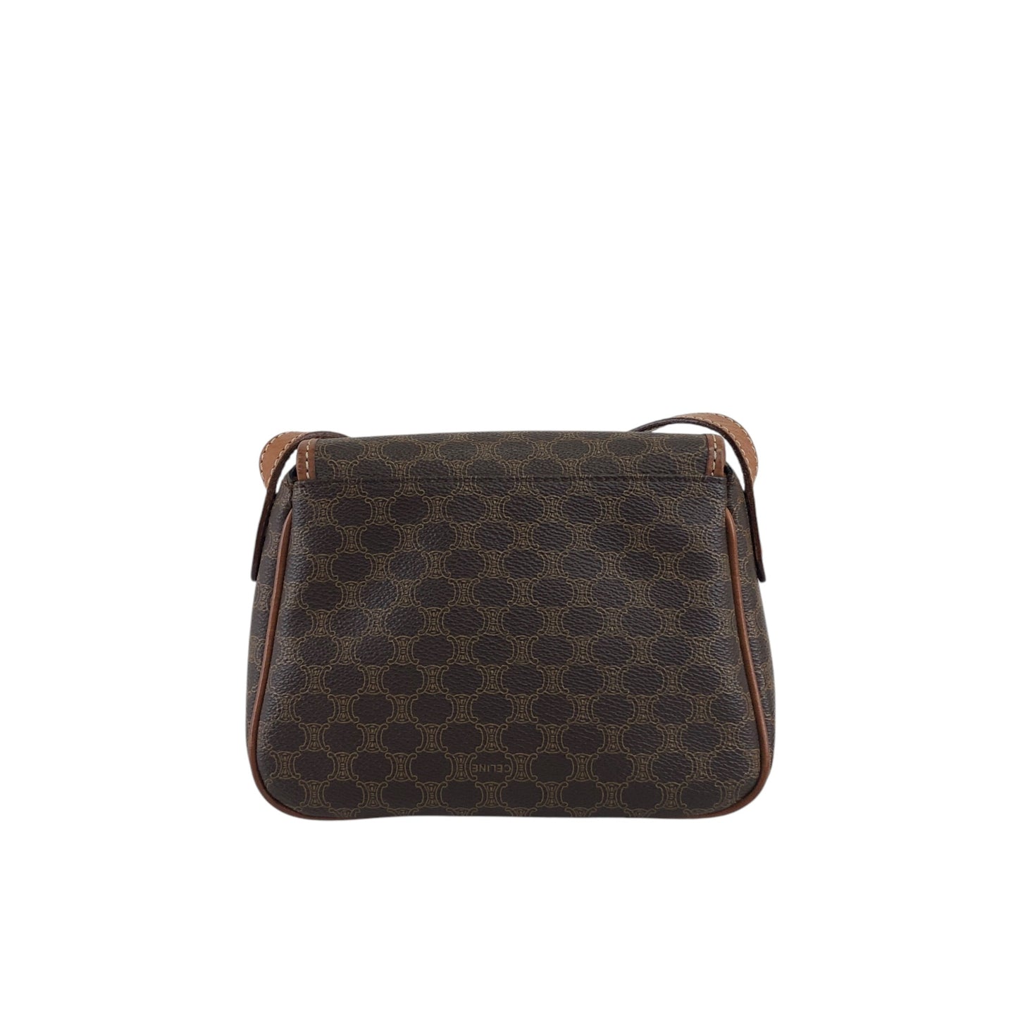 CELINE Macadam Blason Front Buckle Shoulder bag Brown Vintage baktxn