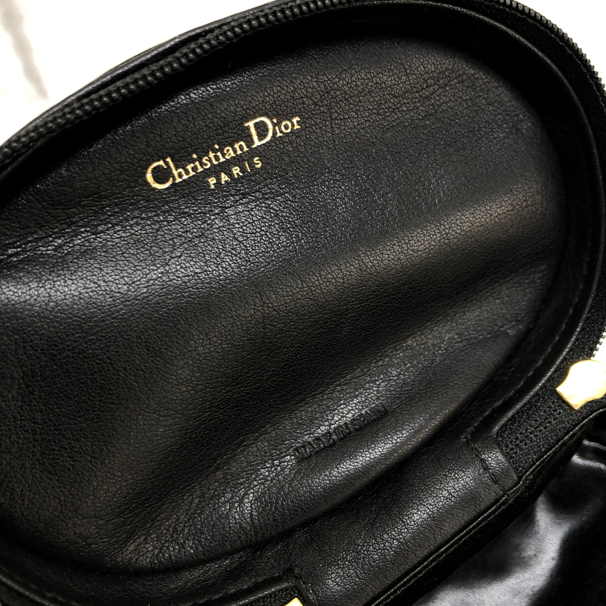 Christian Dior CD Logo Leather Vanity Pouch Black Vintage x5rawm