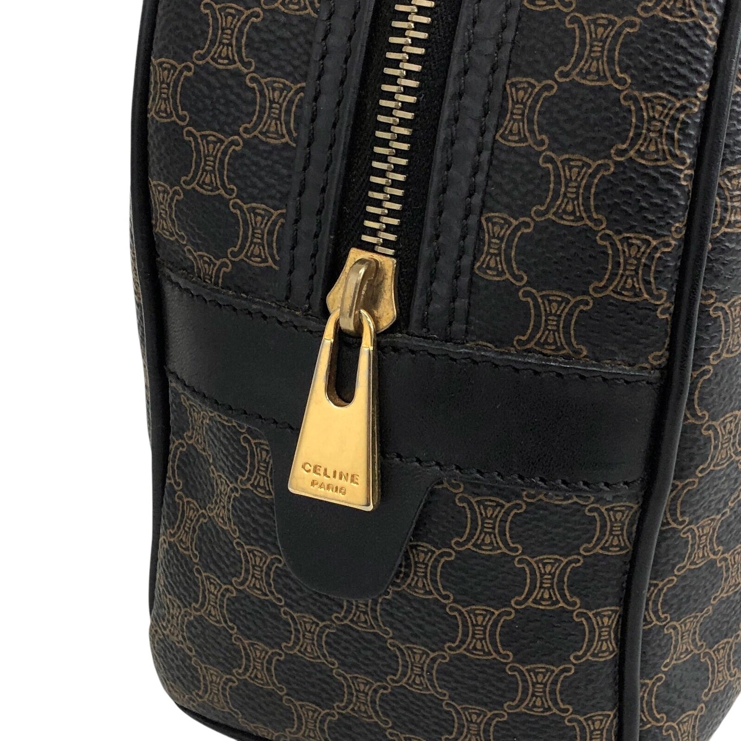 CELINE Macadam Blason Handbag Black Vintage guswt5