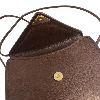 Yves Saint Laurent YSL Logo Leather Shoulder bag Brown Vintage  h4j3va