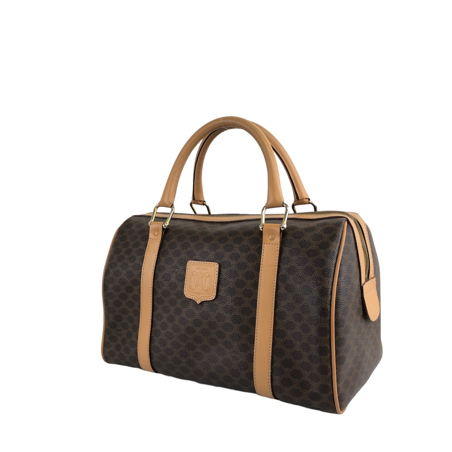 CELINE Macadam Blason Small Boston bag Brown Vintage hf4snn