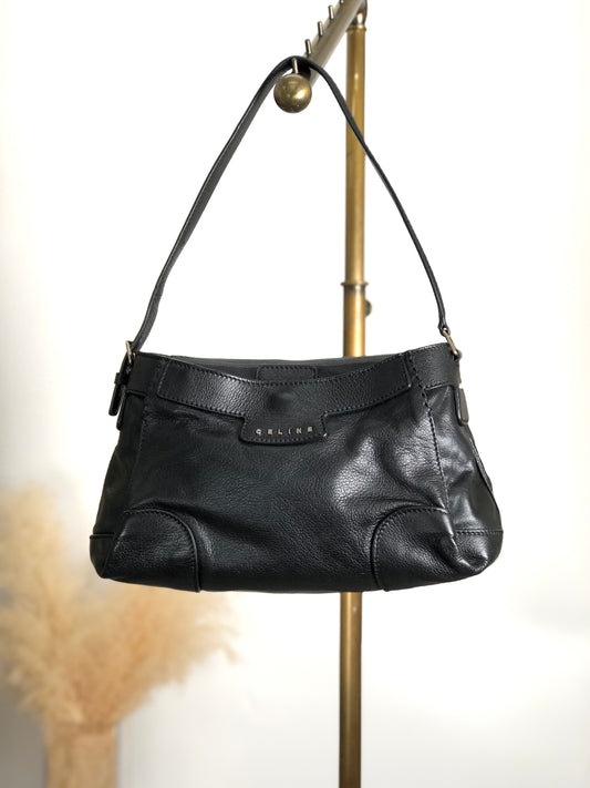 CELINE Logo Shoulder bag Hobobag Black Vintage b8ejp4