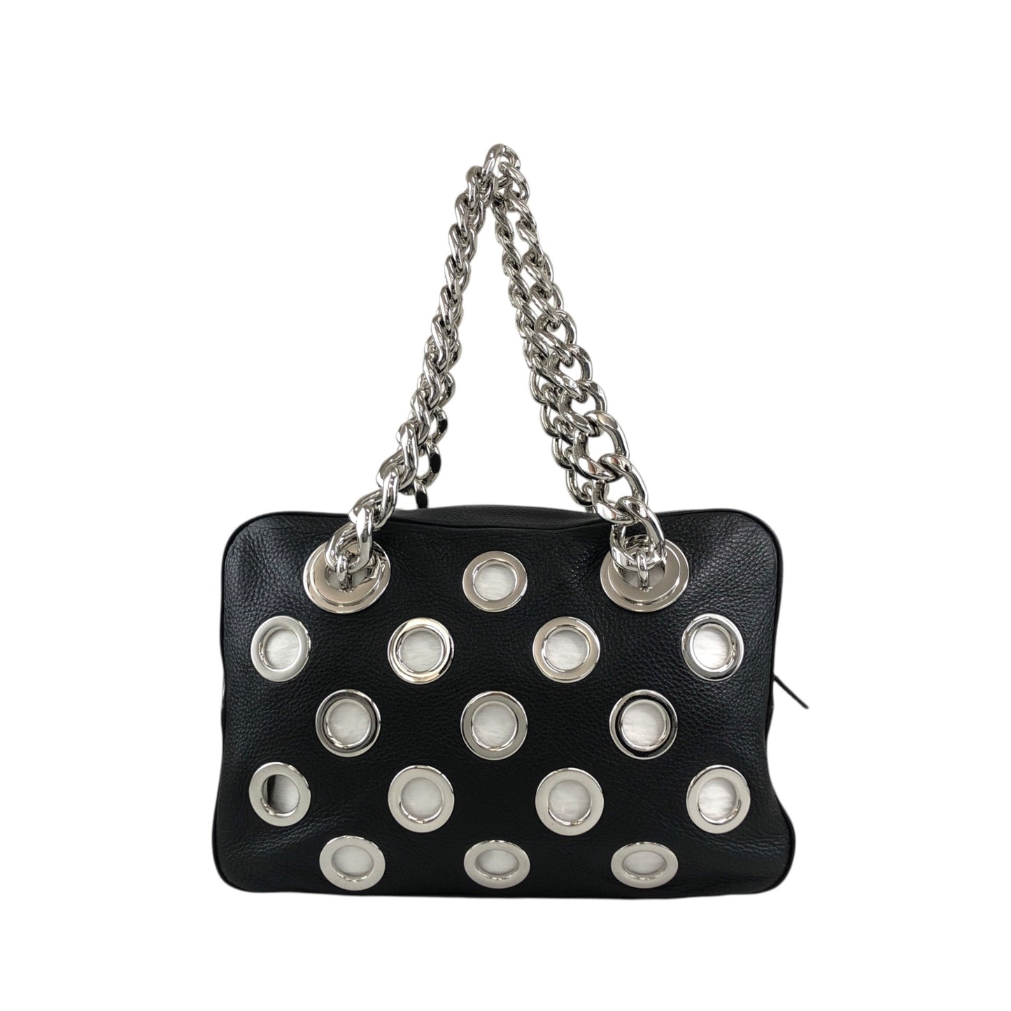 PRADA Logo Chain Handbag Black Vintage iubjy2