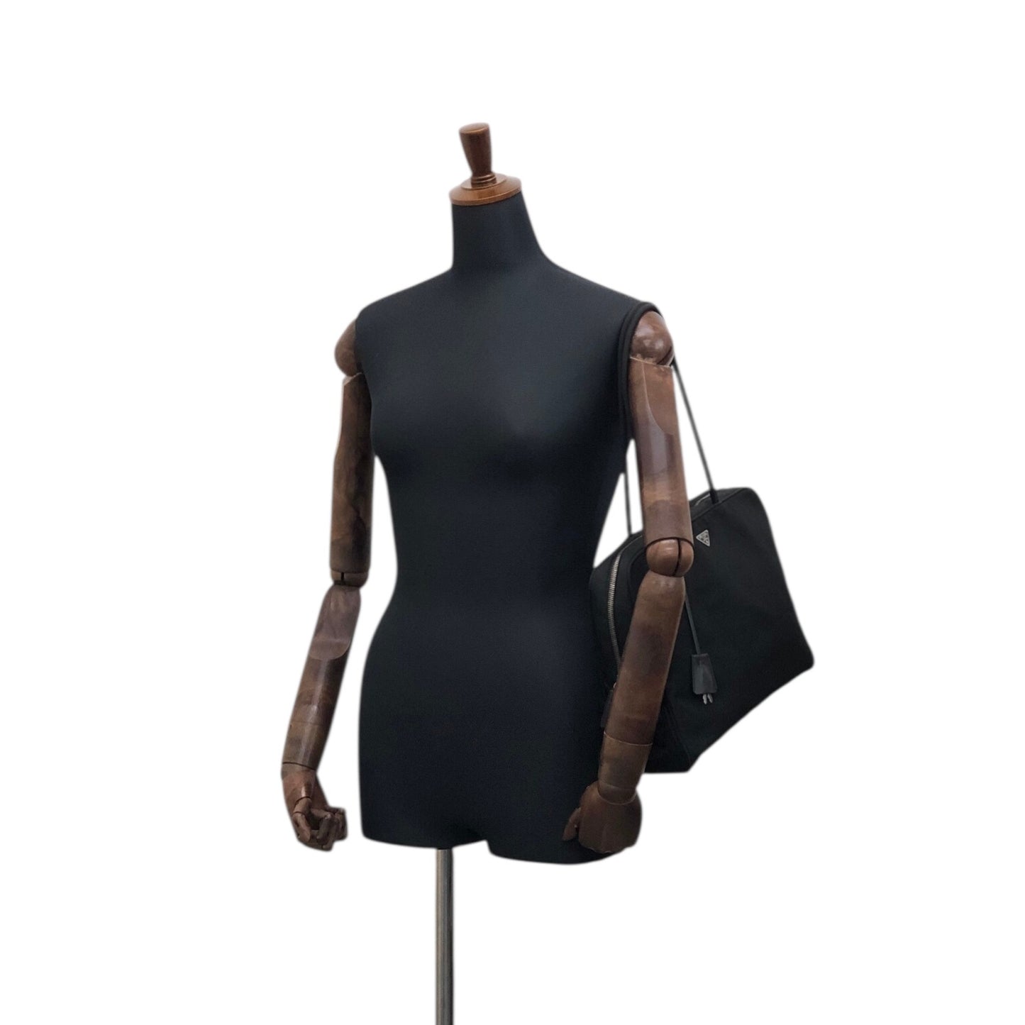PRADA Triangle Logo Padlock Totebag Black Vintage ggz5as