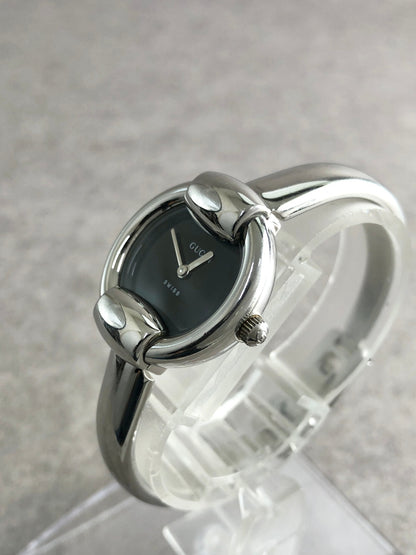 GUCCI Logo Quartz Watch Silver 1400L Vintage yjvsra