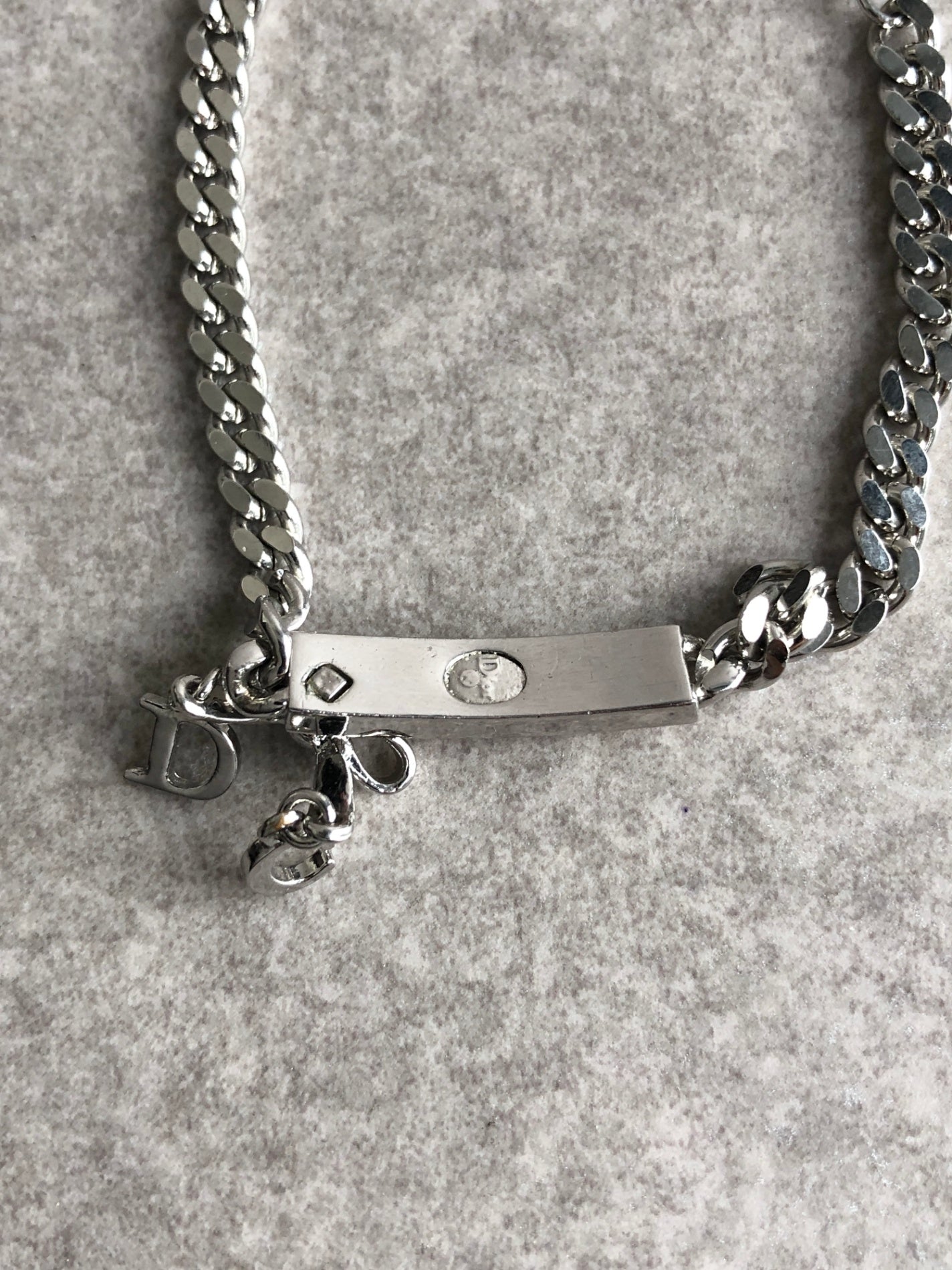 Christian Dior CD Logo Ribbon Motif Bracelet Silver Vintage rr7unm