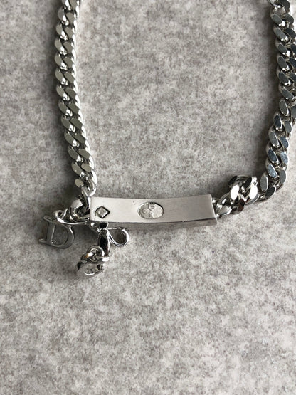 Christian Dior CD Logo Ribbon Motif Bracelet Silver Vintage rr7unm