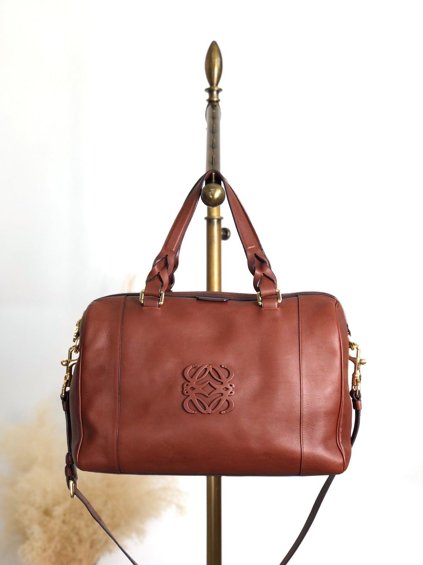 LOEWE Anagram Two-way Boston bag Shoulder bag Brown Vintage c288vn
