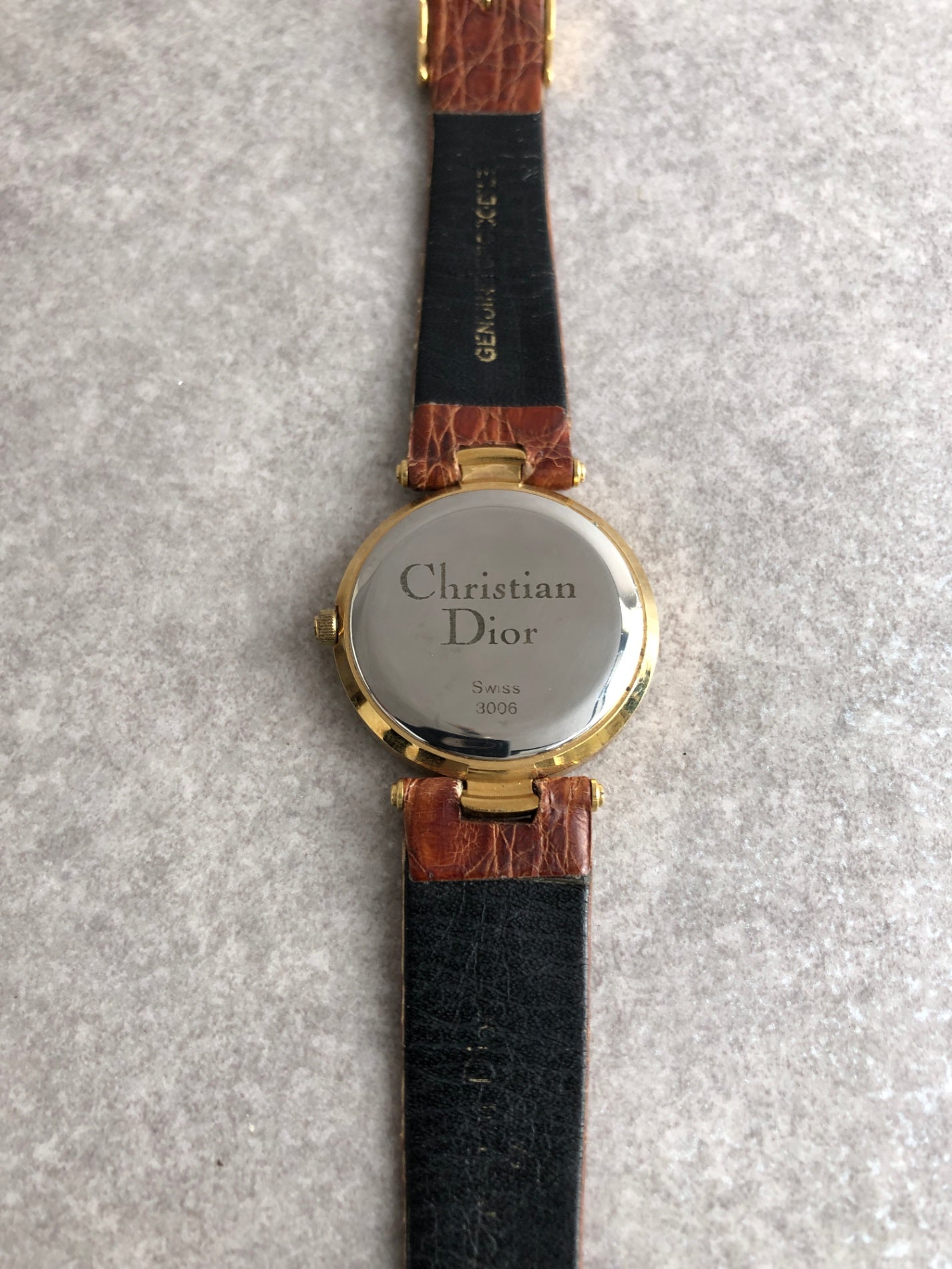 Christian Dior Watch Gold×Brown Vintage 3006 7ivzj6