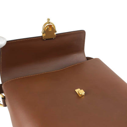 CELINE Logo Front Buckle Shoulder bag Brown Vintage ks36xe