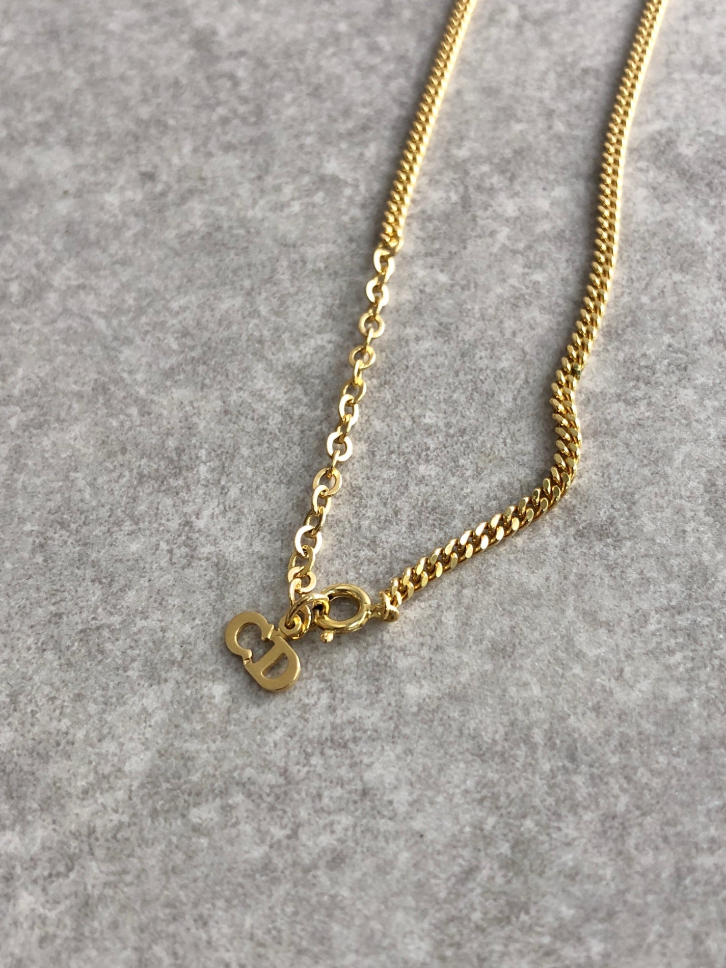 Christian Dior Logo Motif Necklace Gold Vintage f5ev78
