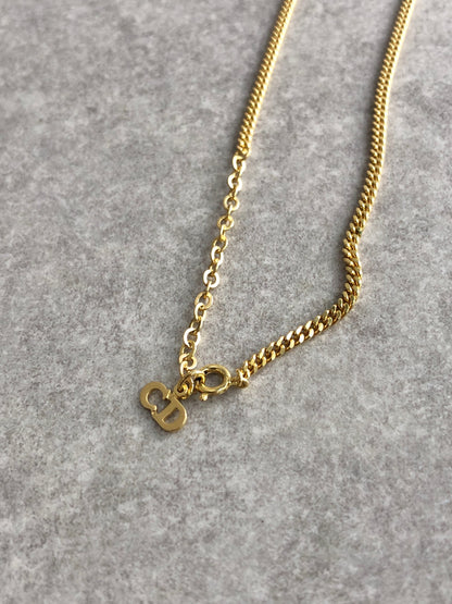 Christian Dior Logo Motif Necklace Gold Vintage f5ev78