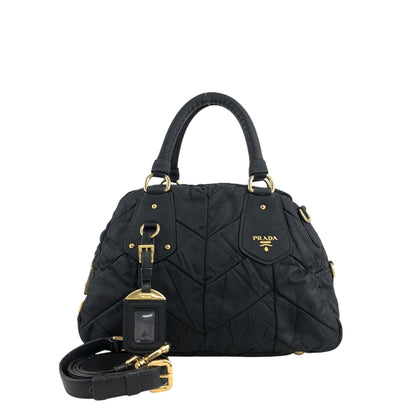 PRADA Logo Two-way Handbag Shoulder bag Black Vintage aw3e2f
