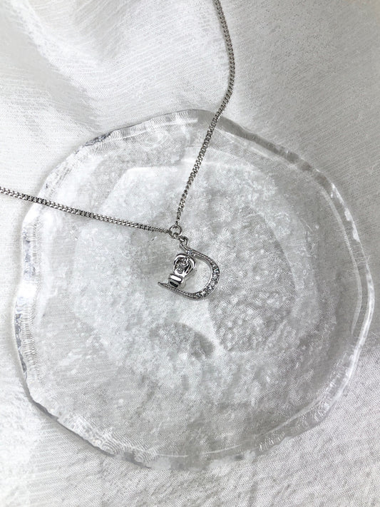 Christian Dior 標誌圖案項鍊銀色復古 bbvzf2