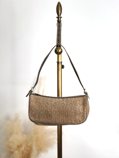 CELINE C Macadam Shoulder bag Light Brown Vintage ntvdgb