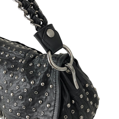 PRADA Studs Pushlock Shoulder bag Black Vintage mh4vuk