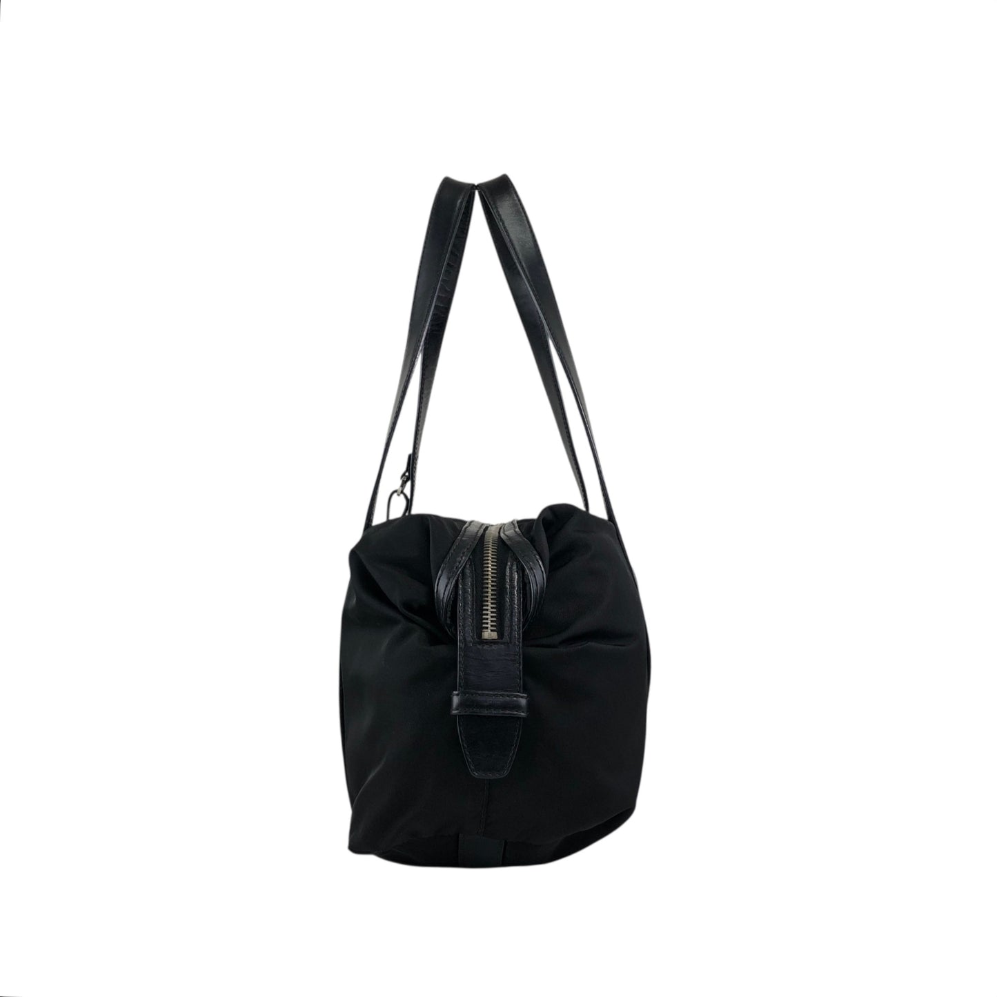 PRADA Tessuto Triangle Logo Small Boston bag Handbag Black Vintage pde7em