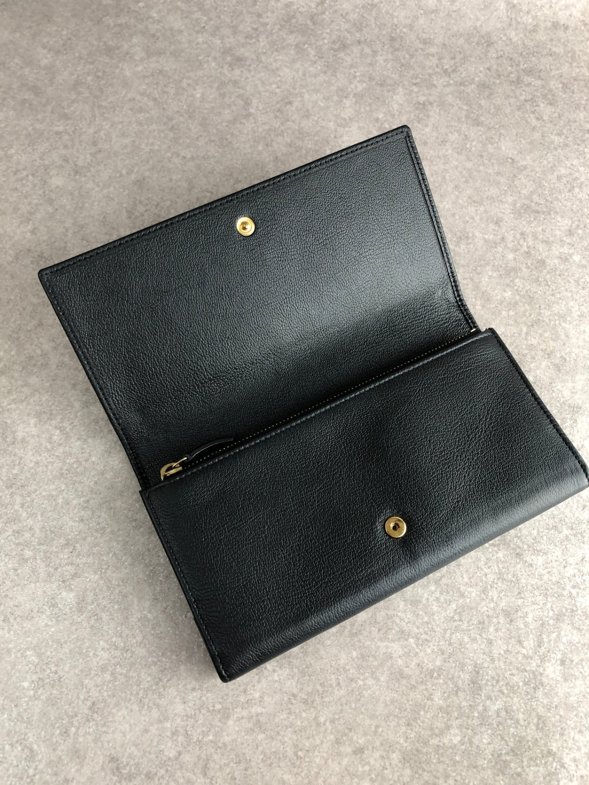 Yves Saint Laurent YSL Logo Long Wallet Black Vintage ipdgzz