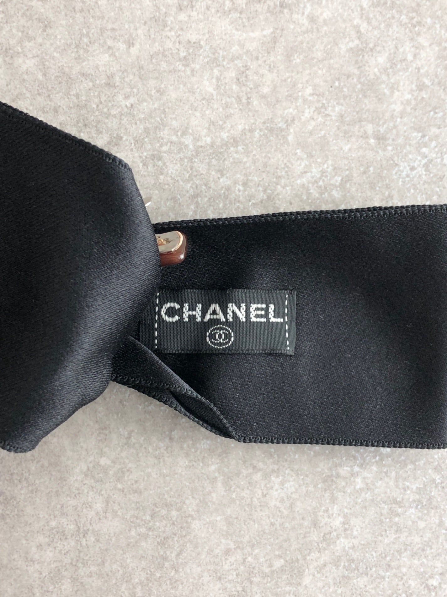 CHANEL Ribbon Barrette Black Vintage 3efxk8