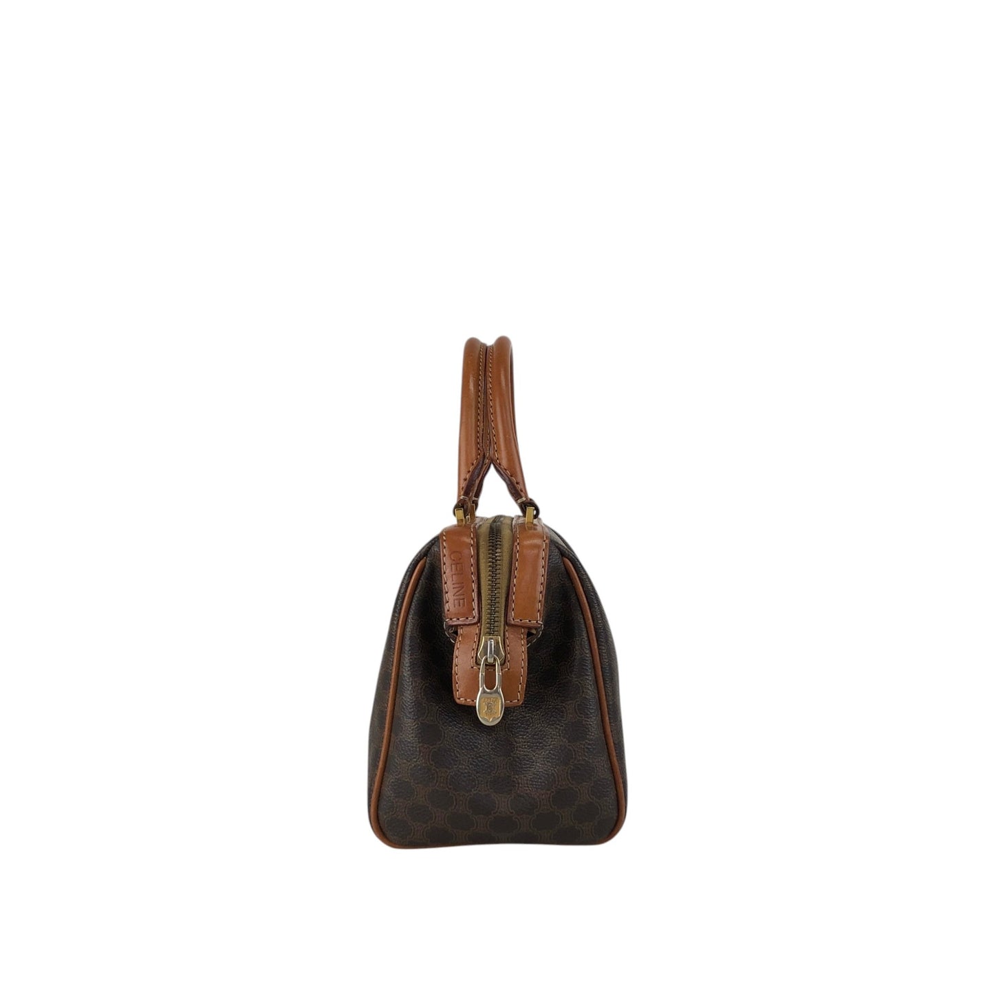 CELINE Macadam Two-way Small Boston bag Shoulder bag Brown Vintage aacnr6