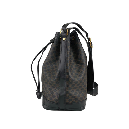 CELINE Macadam Blason Drawstring Shoulder bag Black Vintage mujneu