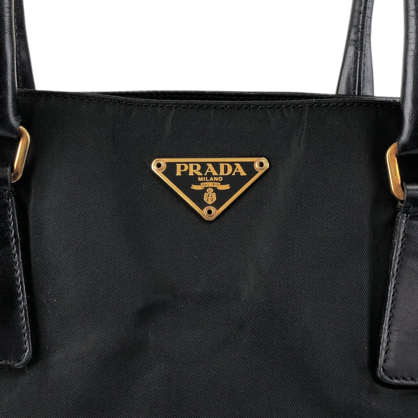 PRADA Tessuto Triangle Logo Totebag Black Vintage w67g35